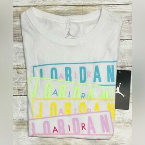 Jordan Girls Tee with Multicolor Logo Size Large New With Tag